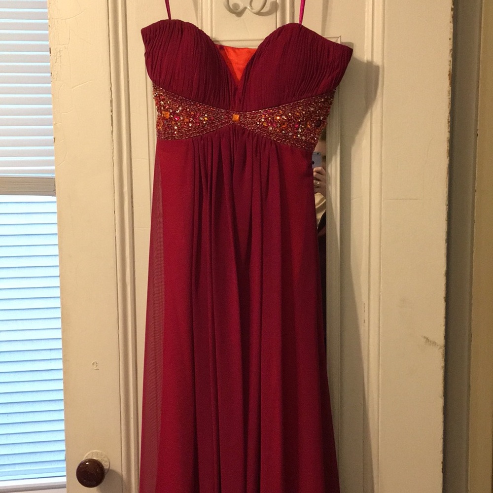 Pink strapless sequin dress